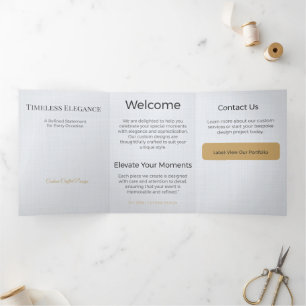 Com Dobra Tripla Cartão Triptico Design Minimalista Elegante Neutro