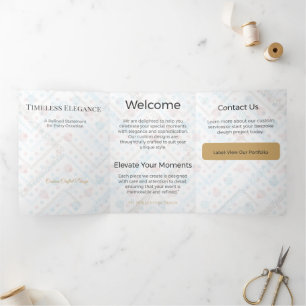 Com Dobra Tripla Cartão Triptico Design Minimalista Elegante Neutro