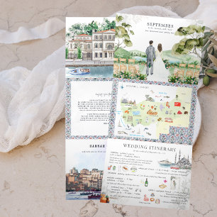 Com Dobra Tripla Casamento em Istambul, Turquia   Convite Tri-Fold