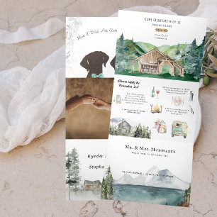 Com Dobra Tripla Casamento Rustic Woods Barn   Convite triplo