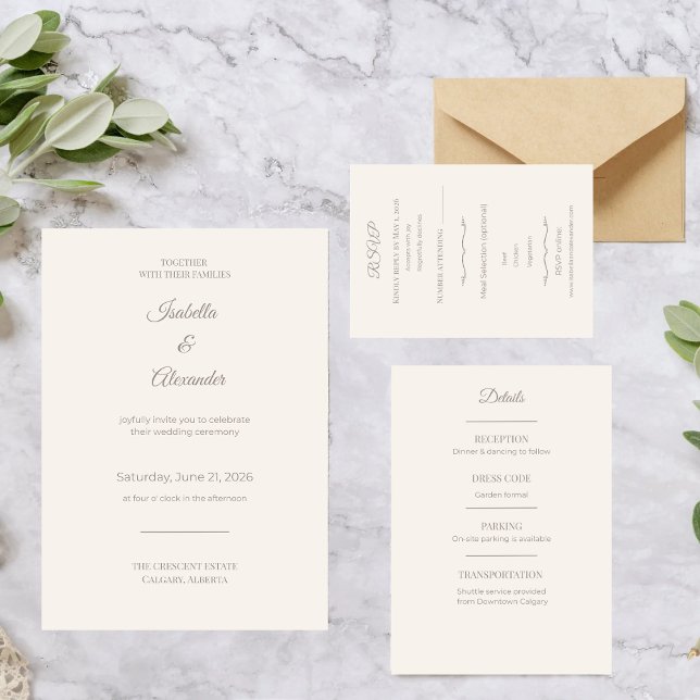 Com Dobra Tripla Conjunto de Convite de Casamento Tudo-em-Um (All-in-One Wedding Invitation)