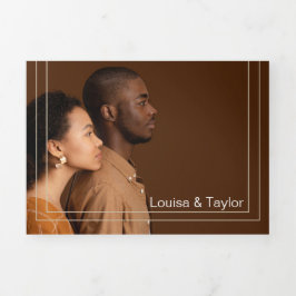 Com Dobra Tripla Convite Bilíngue para Casamento Fotográfico - Tudo