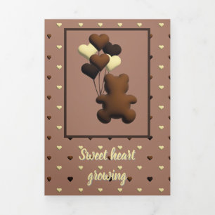Com Dobra Tripla Convite de aniversário "Sweet Heart Growth"
