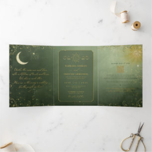 Com Dobra Tripla Convite de Casamento Barbara + Tim Trifold R14