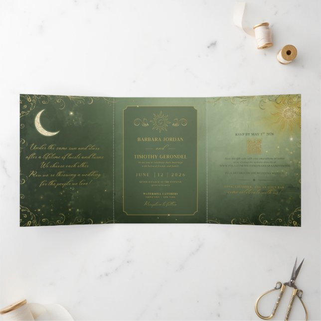 Com Dobra Tripla Convite de Casamento Barbara + Tim Trifold R14 (Dentro)