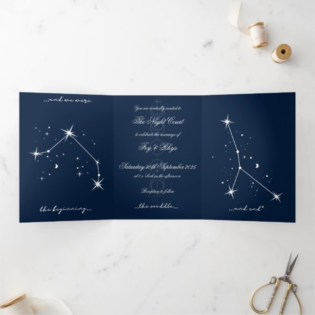 Com Dobra Tripla Convite de casamento BookTok Romantacy - Aries/Can (Dentro)