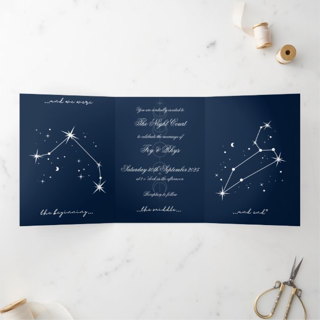 Com Dobra Tripla Convite de casamento BookTok Romantacy - Aries/Leo (Dentro)