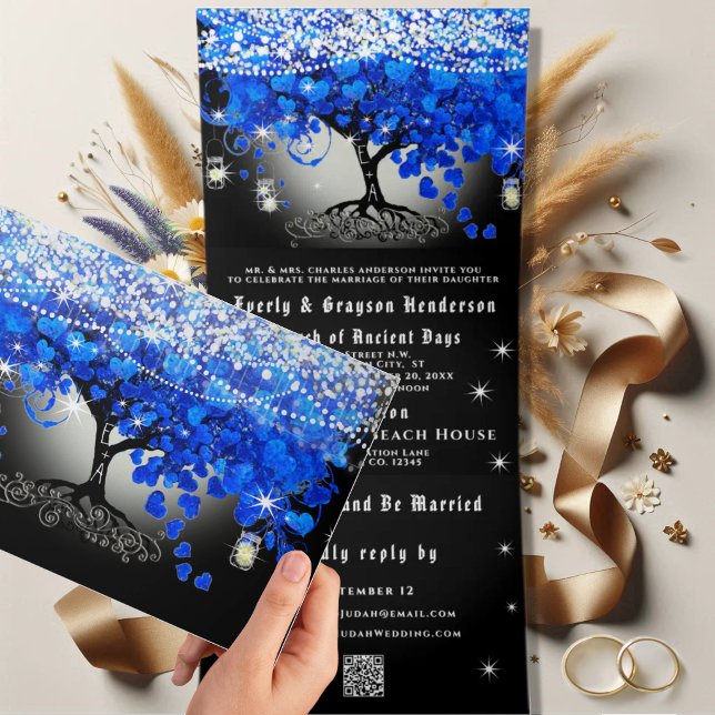 Com Dobra Tripla Convite de Casamento Elegante Tri-Fold Coração Fol (Criador carregado)