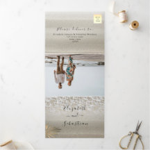 Convite de Casamento Tri-Fold Foto na Praia