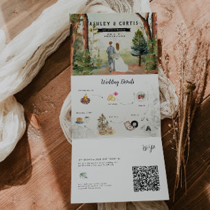Com Dobra Tripla Convite de Casamento Tri-Fold para Montanha de Out