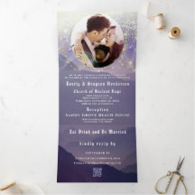 Convite de Casamento Tri-Fold Purple Mountain
