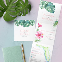 Convite De Casamento Tropical Da Flórida Todos Em 