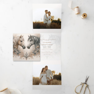 Com Dobra Tripla Convite especial para adição de casamento de fotos