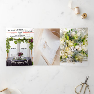 Com Dobra Tripla Convite Foral & Elegante para Casamento