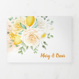 Com Dobra Tripla Convite para casamento bilíngue - Lemon All in One