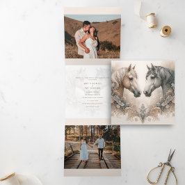 Com Dobra Tripla Convite para casamento de fotos do Elegant Triveze