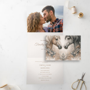 Com Dobra Tripla Convite para casamento de fotos do Elegant Triveze