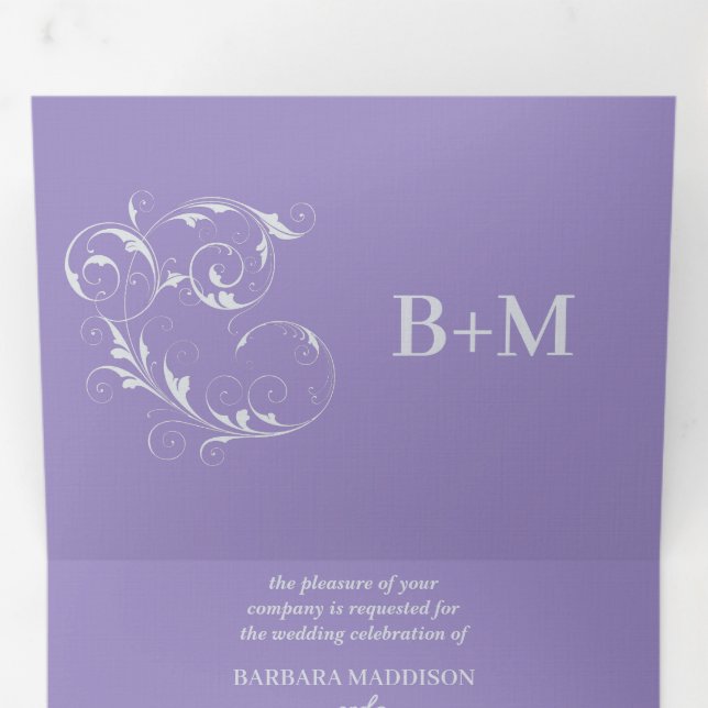 Com Dobra Tripla Convite personalizado para casamento triplo (Dentro primeiro)