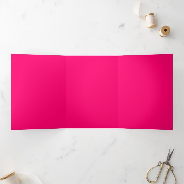 Com Dobra Tripla Convite Personalizado Trifoliar Rosa Neon (Dentro)