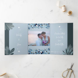 Com Dobra Tripla Convite personalizável de casamento triplo