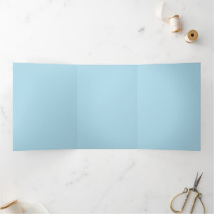 Com Dobra Tripla Convite Tri-Dobrável Simples Azul Claro Elegante
