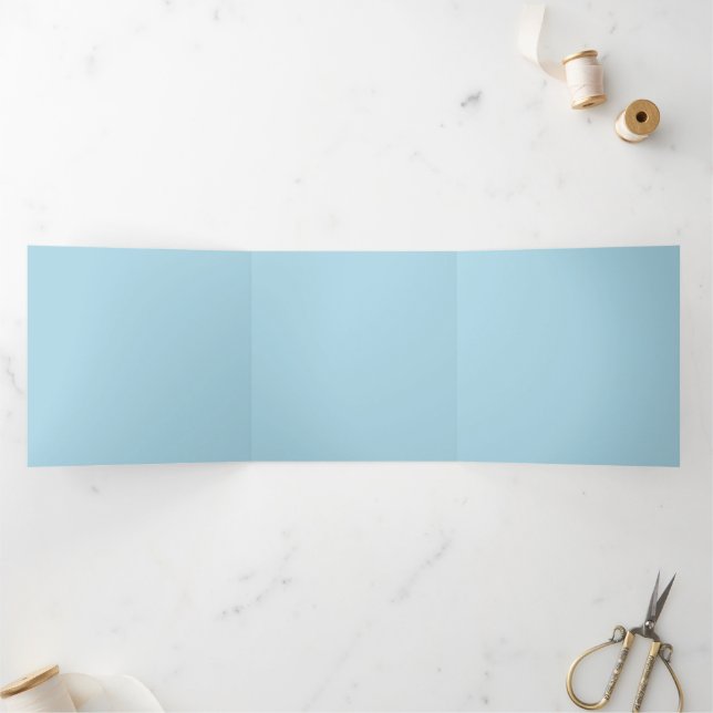 Com Dobra Tripla Convite Tri-Plicado Azul Claro Simples 5,25"x 5,25 (Dentro)