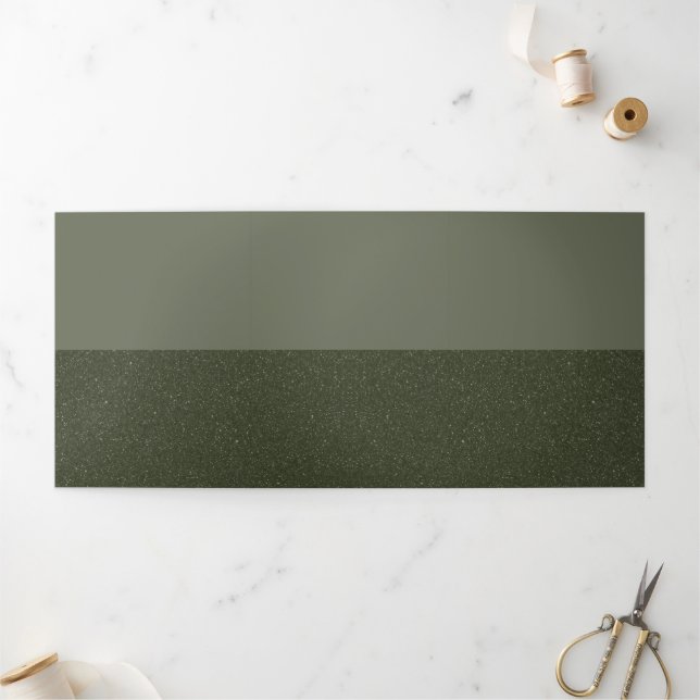 Com Dobra Tripla Convite Trifold Verde Musgo Elegante – Personaliza (Fora)