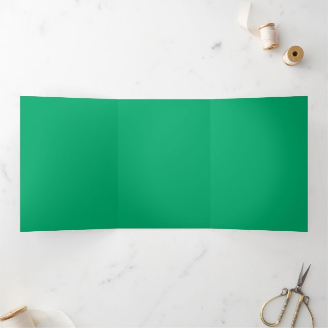 Com Dobra Tripla Convite Trifólio Verde Esmeralda – Personalizável (Dentro)