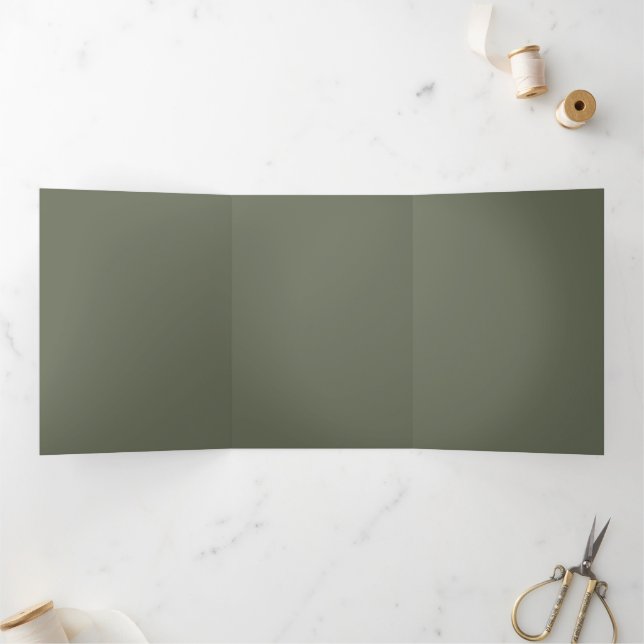 Com Dobra Tripla Convite Trifólio Verde Musgo Personalizado (Dentro)