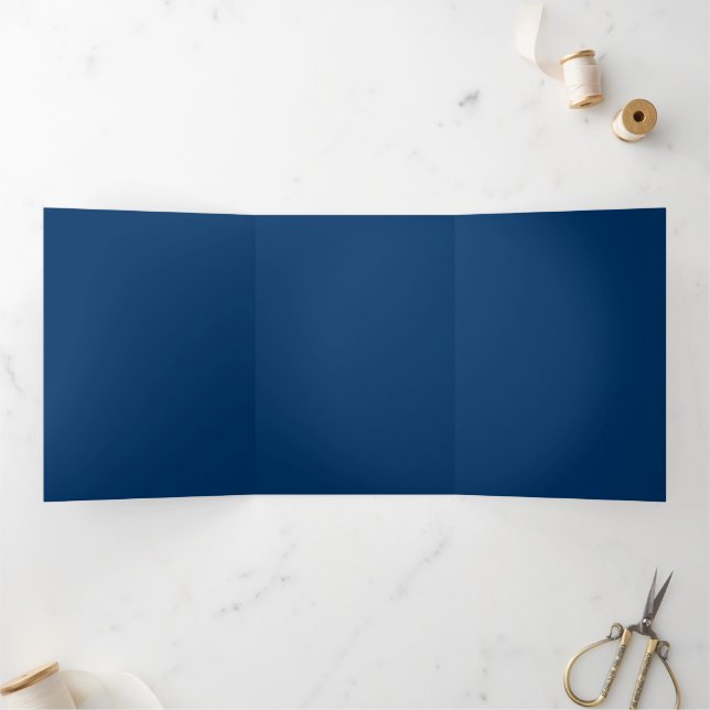 Com Dobra Tripla Convite Triplo Azul Meia-Noite Personalizado (Dentro)