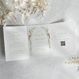 Com Dobra Tripla Crestas Monogramáticas Florais em Cascata Convite