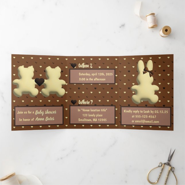 Com Dobra Tripla "Doce aterrissagem cardíaca" Convite para chá de f (Dentro)