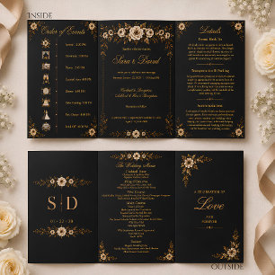 Com Dobra Tripla Elegante Convite de Casamento Tri-Dobrável Floral
