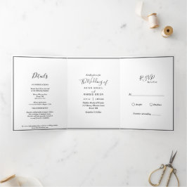 Com Dobra Tripla Elegante Moderno Triplo - Letra Fold Convite