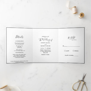 Com Dobra Tripla Elegante Moderno Triplo - Letra Fold Convite