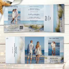 Com Dobra Tripla Fotos de Dunas e Praia Convite de Casamento Tudo-e