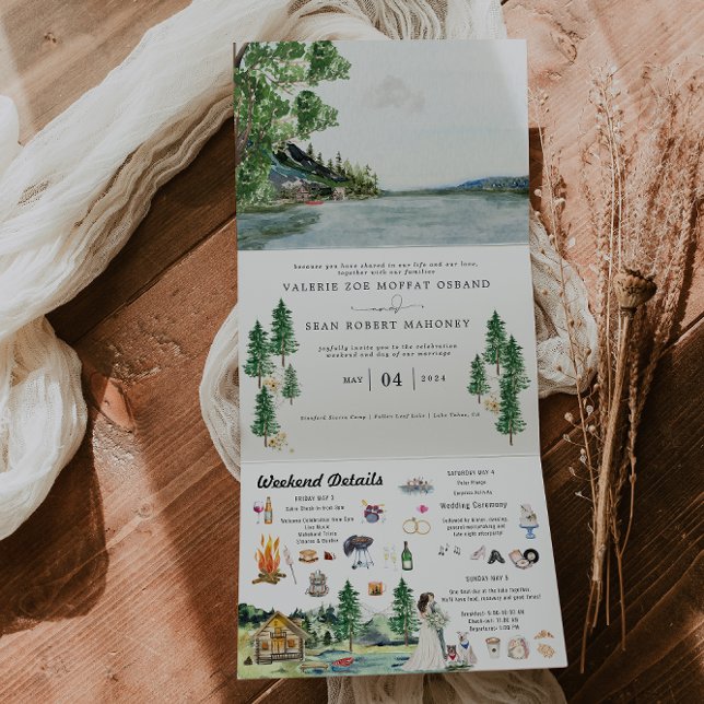 Com Dobra Tripla Lakeside Campground Resort | Convite de Casamento  (Criador carregado)