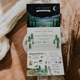 Com Dobra Tripla Lakeside Campground Resort   Convite de Casamento 