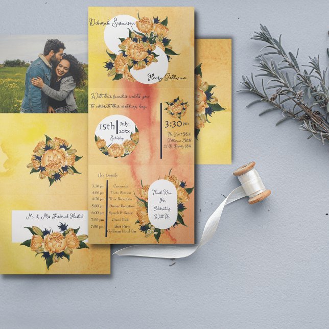 Com Dobra Tripla Letra Triplicada Personalizada Convite para Casame (Criador carregado)