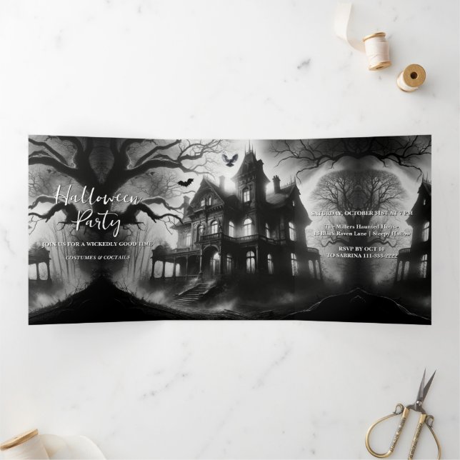 Com Dobra Tripla O Macabre Convite à Festa de Halloween (Dentro)