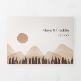 Com Dobra Tripla Paisagem de Convite para Casamentos Bilíngues Tudo