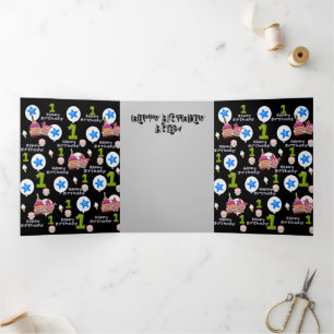 Com Dobra Tripla Parabéns Primeiro Cartão de Aniversário, #1 Aniver