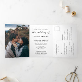 Com Dobra Tripla Simples convite para fotos de casamento