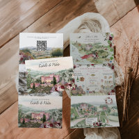 Toscana Itália | Convite de Casamento Ilustrado