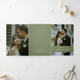 Com Dobra Tripla Tudo em Um Convite de Casamento Floral Francês Ver
