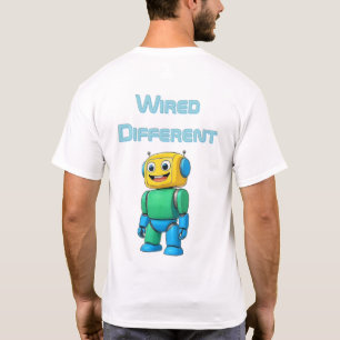 Com fio diferente Camisa Robô Negrito