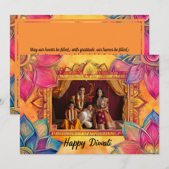 Com Foto Happy Diwali (Frente/Verso)