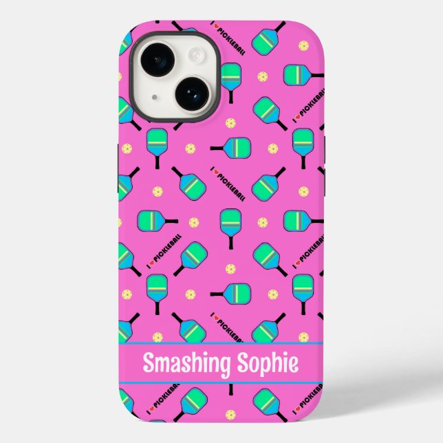Com massa de texto eu adoro Pickleball pink iPhone (Verso)