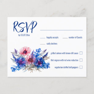 💍 com menu Corlflores e Lavanda RSVP cartão posta