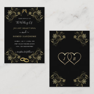 Com modelo de convites de casamento dourado sobre